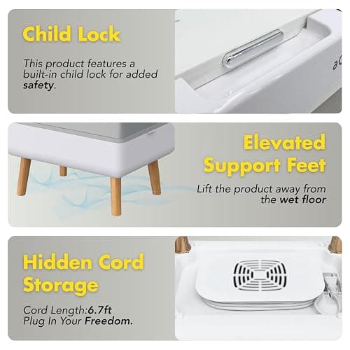 aGratHav Towel Warmer for Bathroom, Foldable Towel Warmer Bucket, Blanket Warmer, Extra-Large 35L Fast Heating, Heating & Drying Modes & Timer, ETL Certification, 6 Free Fragrance Discs, White thumbnail 7