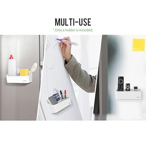 loukin Magnetic and Adhesive Marker Holder, Dry Erase Accessory Tray, Magnetic Storage Organizer for Whiteboard, Glass or Refrigerators (White) - White thumbnail 2