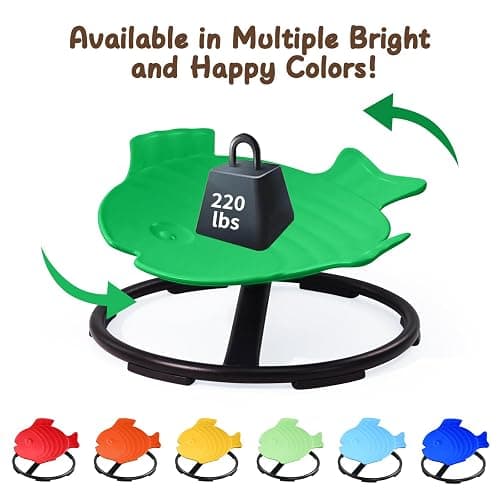 Sensory Spinning Chair for Kids with Autism & ADHD, Swivel Chair for Indoor/Outdoor Use, Sit and Spin Toys, Fish-Shaped Sensory Chairs for Autistic Children, Training Body Coordination (Green) thumbnail 8
