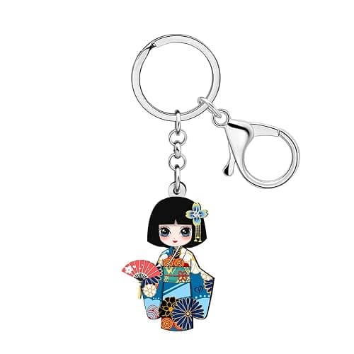 NEWEI Acrylic Anime Japanese Kimono Doll Keychain Car Keys Wallet Backpack Key Rings Accessories Gifts for Women Girls Charms - Image 1