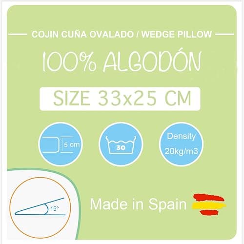 PEKITAS - Cojín Antireflujo Almohada Abdominal Inclinada Cuña 33 x 25 cm Embarazo, Color Blanco thumbnail 3