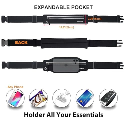 Slim Running Belt Fanny Pack for Men Women, Running Phone Holder Runners Pouch Waist Pack for Workout, Money Belt, Running Gear Accessories [Fits ALL Phones] thumbnail 3