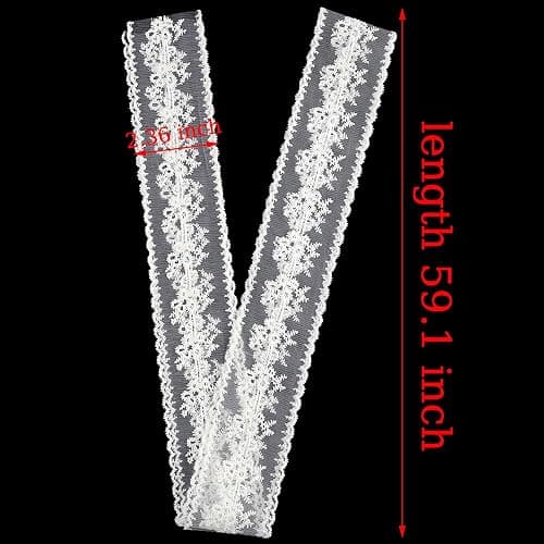 Qojai White Lace Ribbon Scarf Belt Fancy Long Lace Scarf Belts for Women Waist Belts for Jeans Floral Bow Waistband Tie Belt Soft Mesh Fabric Waist Scarves Headscarf Women's Streetwear Accessories thumbnail 2
