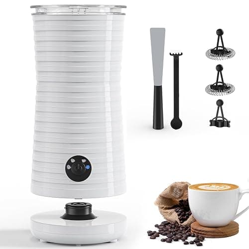 Morpilot Milchaufschäumer Elektrisch, Automatischer Milchaufschäumer 4 in 1, Geeignet für Heißen und Kalten Milchschaum Latte Cappuccino Macchiato -Weiß - Image 1