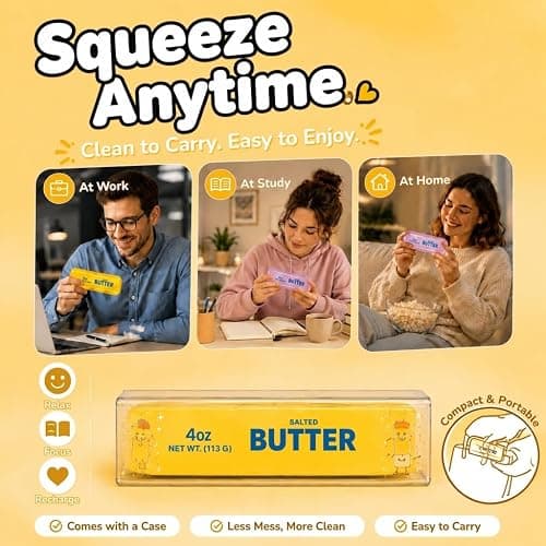 2Pcs Butter Squishy Toys, Moldable Coconut Oil Butter Squishy Fidget Toys | Slow Rising Squishy Toys, Yellow and Pink Butter Squishies, Help Stress Toys, Odor-Free, Soft, Quiet and Fun to Squeeze, Gift thumbnail 6