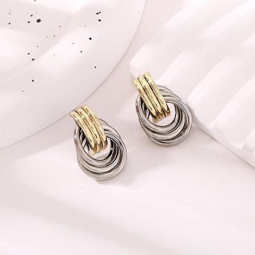 14K Gold Plated Knot Earrings for Women Gold Silver Earrings Heart Link Drop Dangle Earring Chunky Golden Knotted Statement Jewelry thumbnail 7