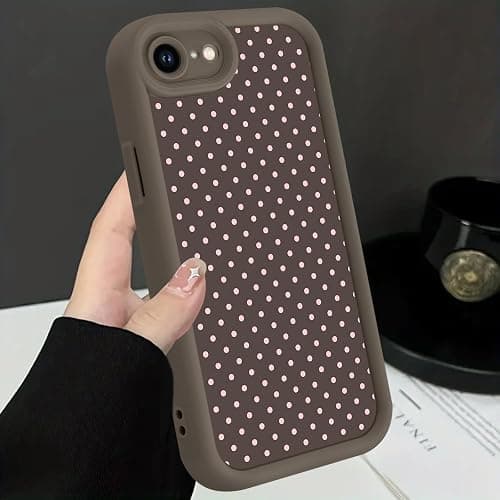 Zrutru Cute Polka Dots Case for iPhone 16e/iPhone 17e 6.1",Aesthetic Classic Pink Polka Dot Trendy Fashion Design Cases for Girls Women Men,Brown Slim Shockproof Protective Cover for iPhone 16e thumbnail 6