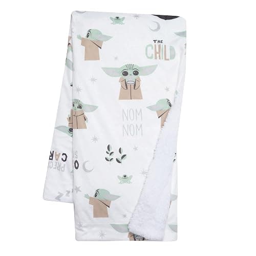 Lambs & Ivy Star Wars The Child/Baby Yoda/Grogu White Minky/Fleece Baby Blanket - Image 1