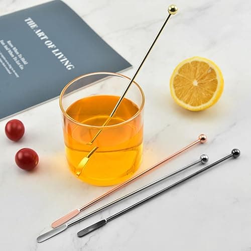 Huakaile 4Pcs Stainless Steel Stirrers Stir Cocktail Drink Swizzle Stick, 7.5'' Beverage Stirrers Metal with Small Rectangular Paddles, Reusable Stir Sticks for Coffee Bar Chocolate Milk(Black) thumbnail 7