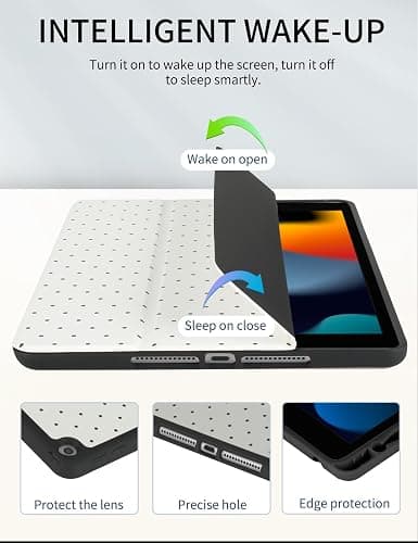Fycyko Compatible with iPad (A16) 11th Generation 11 Inch 2025 Case, Slim Stand Cover for iPad 10th 10.9 Inch 2022 with Pencil Holder, Cute Polka Dot Aesthetics Design Protective Cover-White thumbnail 3