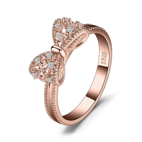 JewelryPalace 14k White Yellow Rose Gold Plated 925 Sterling Silver Rings for Women, Cubic Zirconia Promise Rings for Her, Stackable Wedding Bands Rings for Women Infinity Forever Love Knot Ring - Image 1