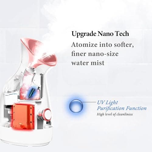 Colorfarm Facial Steamer Nano Ionic: Face Steamer Deep Cleaning Unclogs Pores - Humidifier Hot Mist Home Sauna Spa for Women Men Sinuses Moisturizing thumbnail 2