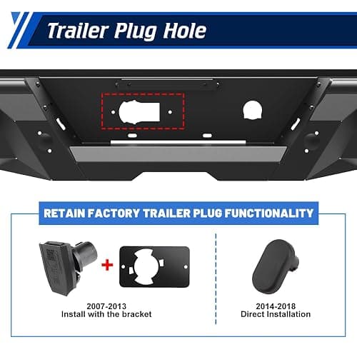 Nixon Offroad Rear Bumper for 2007-2018 Chevy Chevrolet Silverado 1500 & For 2007-2018 Gmc Sierra, Step Rear Bumper Work w/Factory Parking Sensor, Included D-ring Shackles & LED Pod Lights (102) thumbnail 7