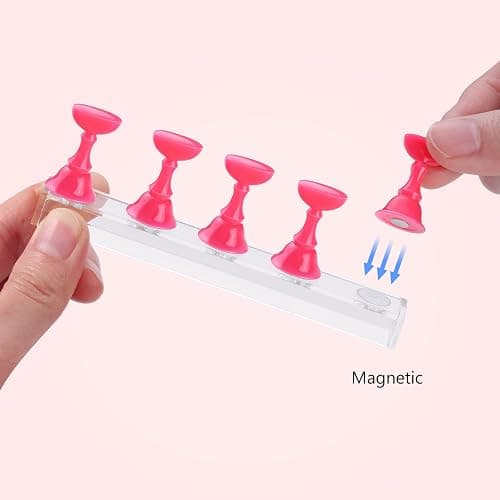 Etercycle Nail Stand Acrylic Nail Art Display Stand Practice Nail Holder for Painting Nails Magnetic Practice Stands with Double-sided Tape For Home DIY Salon Supplies (Rose pink) thumbnail 2