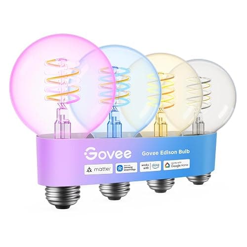 Govee Edison Bulbs, G25 Smart Vintage Light Bulbs, RGBWW, E26 Base 4 Pack | RGBWW and Tunable White, Compatible with Matter, Alexa & Google Assistant, Vanity light bulb for Living Room Kitchen - Image 1
