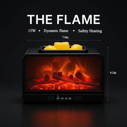 MeplLivs Dynamics Flame Fireplace Electric Wax Melt Warmer PTC Heating Plate Monochromatic Wax Burner Fragrance Wax Warmer for Home Office Gifts & Decor(Black) thumbnail 2