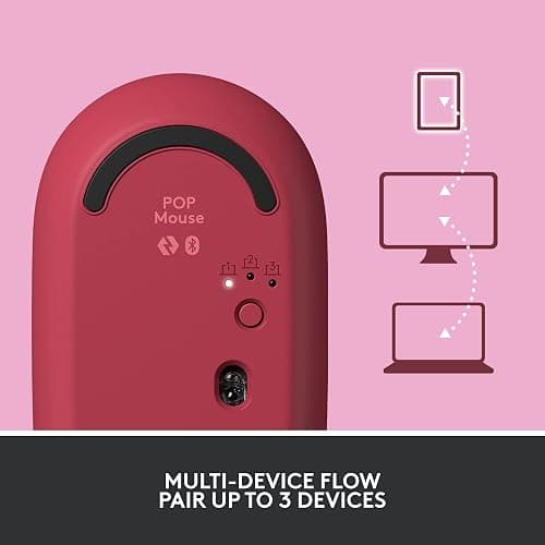 Logitech POP Mouse, Wireless Mouse with Customizable Emojis, SilentTouch Technology, Precision/Speed Scroll, Compact Design, Bluetooth, Multi-Device, OS Compatible - Heartbreaker Rose thumbnail 8