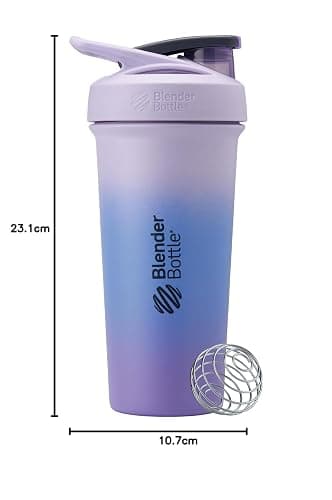 BlenderBottle Strada Sleek Insulated Stainless Steel Water Bottle with Wire Whisk, 25-Ounce, Lavender Ombre - Lavender Ombre thumbnail 3