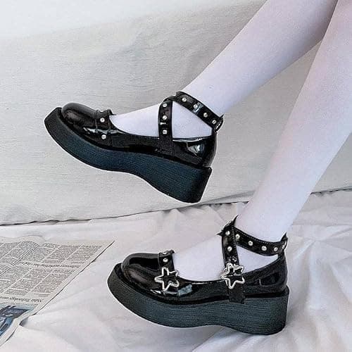 Women's Mary Jane Pumps - Chunky Heel Goth Platform Lolita Shoes - Round Toe Ankle Oxfords thumbnail 6