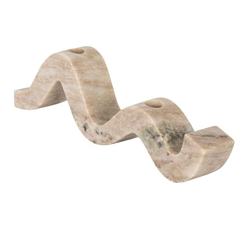 Bloomingville Marble Wave Double Taper Candle Holder, Beige - Image 1