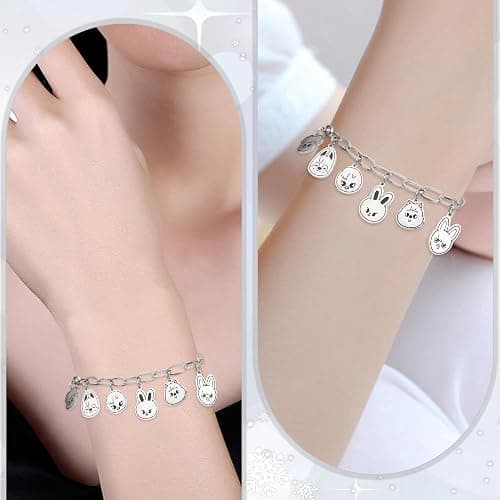 Stray Edelstahl Armband, Skzoo Tier Anhänger Armbänder, Stray Unisex Silber Bracelet mit 1 SKZ 3D Aufkleber und 2 SKZ Photocard, Kpop Fanartikel Geschenk für Stay thumbnail 3