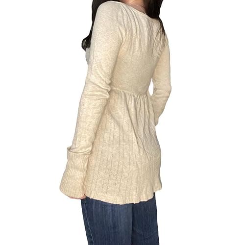 Tsultryofs Y2K Fairy Grunge Knit Long Sleeve Tunic Tops Low Cut Peplum Babydoll Blouse Button Down Harajuku 90s Sweater thumbnail 3