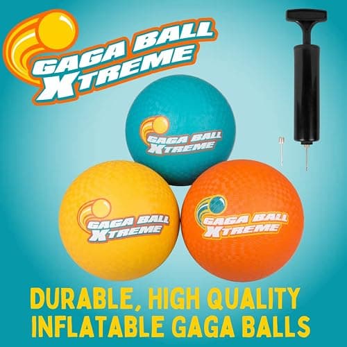 SCS Direct Gaga Playground Balls 3pk (8.5 inches) w Air Pump- Durable Rubber Pack for Dodgeball, Kickball, Gagaball Official Play and School - Fun Outdoor Toys and Accessories Gift for Kids thumbnail 3