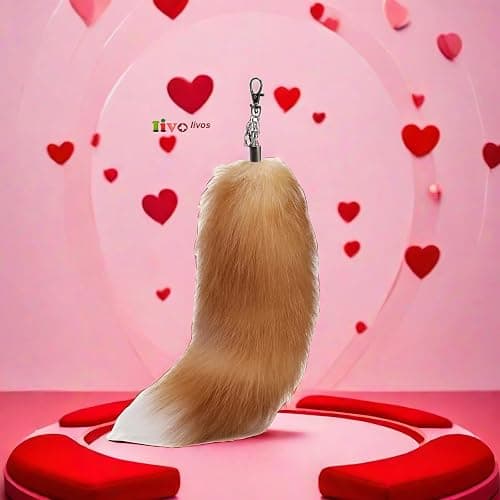 Iivos Fluffy Therian fox Tail Keychain - Soft Fur, Realistic Colors, Durable, Perfect for Cosplay, Renaissance Fairs thumbnail 3
