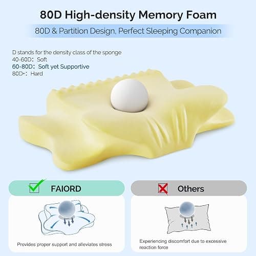 Cervical Pillow for Neck Pain Relief - Cooling Ergonomic Dual-Sided Orthopedic Neck Pillow with Ice Silk Pillowcase, Breathable Memory Foam Contour Pillow for Side, Back, Stomach Sleepers thumbnail 7