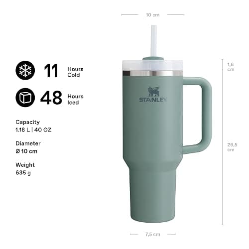STANLEY 1913 Quencher H2.0 Flowstate Tumbler 1.2L - Cold for 11 Hours - Iced for 48 Hours - Metal Water Bottle with Straw, Handle and Lid - Dishwasher Safe - Travel Mug for Cold Drinks - Shale thumbnail 3