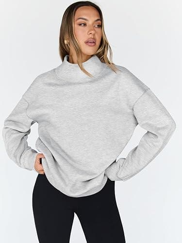 Trendy Queen Womens Oversized Sweatshirts Turtleneck Pullover Long Sleeve Hoodies Tops Fall Fashion Outfits 2025 Clothes thumbnail 2