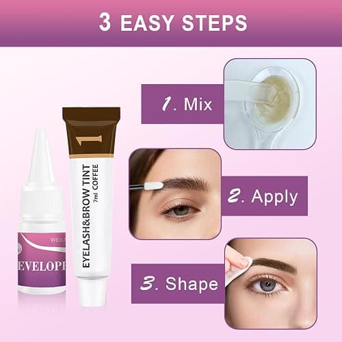 Eyelash & Eyebrow Color Kit, Professional Instant Lash & Brow Color Kit, Easy to Use with Natural Results, DIY Hair Coloring Eye Brow & Eye Lash Set for Beginner Salon Beauty 7ml (Coffee/Dark Brown) thumbnail 8