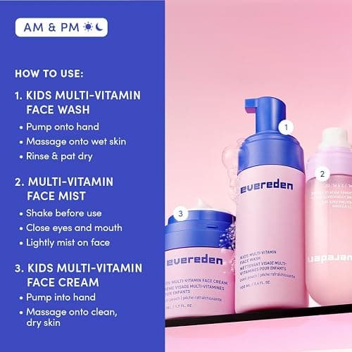 Evereden Kids Multi-Vitamin Hydrating Face Mist, Face Wash, & Kids Face Cream Set: Clean, Vegan, and Multivitamin-Rich Kids Skin Care Set for 6 & up - Moisturize, Nourish, Protect, & Refresh thumbnail 8