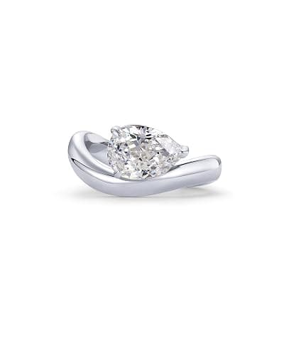 PAVOI 14K Gold Plated Wavy Engagement Ring for Women | Solitaire Cubic Zirconia Wedding Band & Promise Rings for Her | Trendy Fashion Jewelry - Image 1