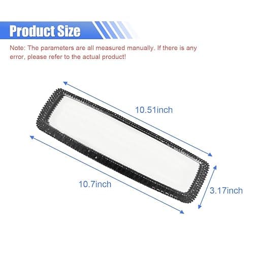 JOYCOURT Bling Rhinestone Panoramic Rear View Mirror Clip-On Mirror, Black | HD Glass Wide Angle Car Interior Rear View Mirror with Crystal Diamonds, Car Decoration Accessories for Women Men Teens thumbnail 2