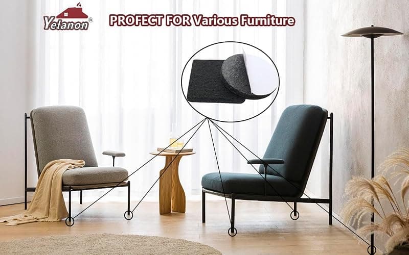 Yelanon Felt Furniture Pads -182 Pcs Premium Felt Pads for Chair Legs Furniture, Floor Protectors for Hardwood Floors, Black thumbnail 6