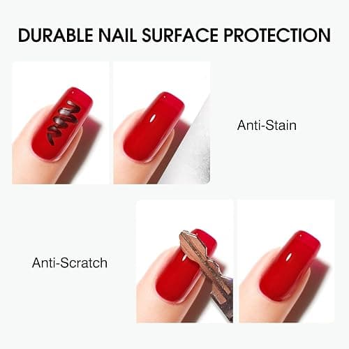 CANNI 2 Pcs No Wipe Gel Top Coat and Base Coat Set- High Gloss Shiny Long Lasting Base Top Coat Gel Nail Polish, Soak Off Nail Art Home and Professional Manicure thumbnail 5