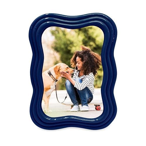 Isaac Jacobs 4x6 Navy Curved Deco Frame for Tabletop and Wall Display, Decorative Art, Design, Home Décor, Gift (4x6, Navy) thumbnail 2
