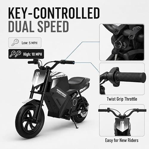 E11EVEN ADV250S Kids Electric Mini Bike, 350W Peak, 25.2V, Ages 5+ | 350W Peak Brushless Hub Motor | 25.2V Max-Charge 5.2Ah Battery | 140 lb Max Load thumbnail 4