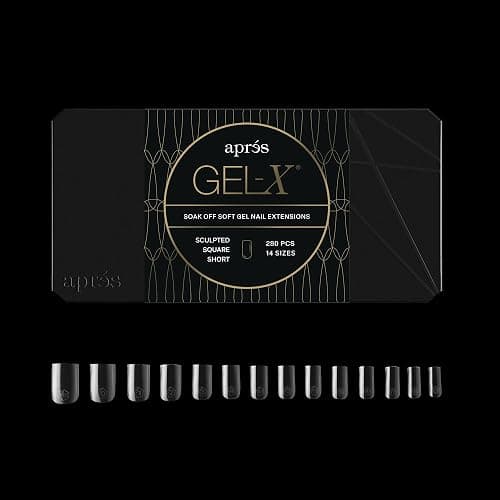Aprés Gel-X® Square Box of Nail Tips | 280 Gel-X Tips, Soft Tips, 14 Sizes 00-9 | Half-sizes Included (Sculpted Square Short, 280 Count) - Image 1