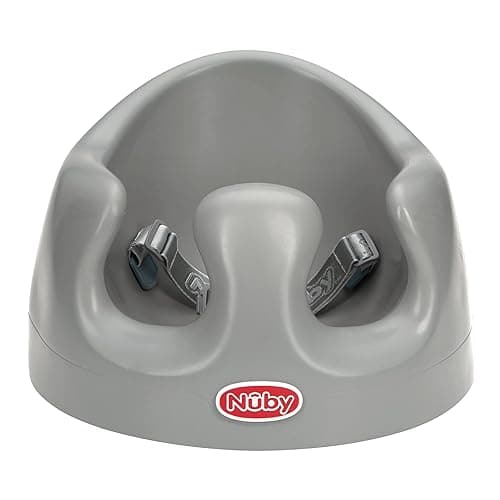 Nuby My Floor Seat - Portable Baby Chair with Soft Foam Cushion, Safety Harness, and High Back Design - 4+ Months - Gray - Gray