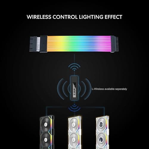 Lian Li Strimer Wireless 24 Pin with Controller (PW24-1W-T) - Addressable RGB Power Extension Cable - 2.4 GHz Wireless Control with 315mm; 12.4 Inch Length - Wireless Controller Included & Required thumbnail 3