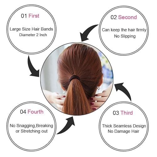 J-MEE Hair Bands Hair ties for Thick Hair 100PCS Seamless Cotton Simply Ponytail Holders Headband Scrunchies Hair Accessories No Crease Damage (Neutral Colors) thumbnail 3