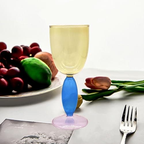 Creative Wine Glasses, 13.5 oz Red Wine Glass Colorful Wine Glass Goblet Wine Cocktail Juice Glass for Party Dinner Wedding Festival Kitchen Bar Celebration (1Pcs) (4) - 4 thumbnail 2