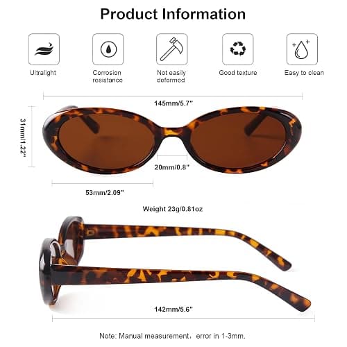 Laurinny 90s Sunglasses for Women Men Retro Small Oval Sunglasses thumbnail 7