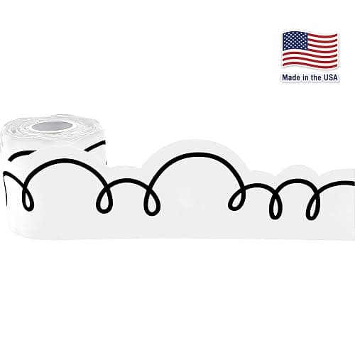 Teacher Created Resources White with Black Squiggles Rolled Border Trim (TCR9266) thumbnail 2