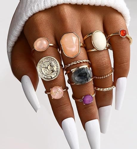 iF YOU 25 Pcs Gold Knuckle Ring Set for Women, Chunky Stackable Finger Midi Rings, Silver Simple Stacking Cute Rings Pack Trendy Stuff Jewelry Christmas Gift thumbnail 3