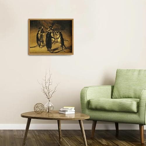 Roslynity Framed Canvas Wall Art Vintage Print Paintings Weird Renaissance the Dance of the Rats Animals Retro Antique Aesthetic Artwork for Home Living Room Bathroom Wall Decor (8"x10") thumbnail 4