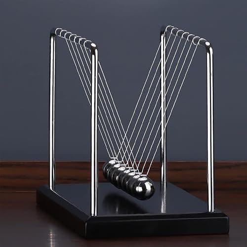 Newtons Cradle Pendulum with 7balls 50+ Sec Swingtime Glass Base Balance Ball thumbnail 4
