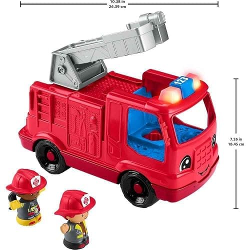 Fisher-Price Little People Toddler Toy Fire Truck Musical Push-Along Vehicle with 2 Figures for Pretend Play Ages 1+ Years thumbnail 3
